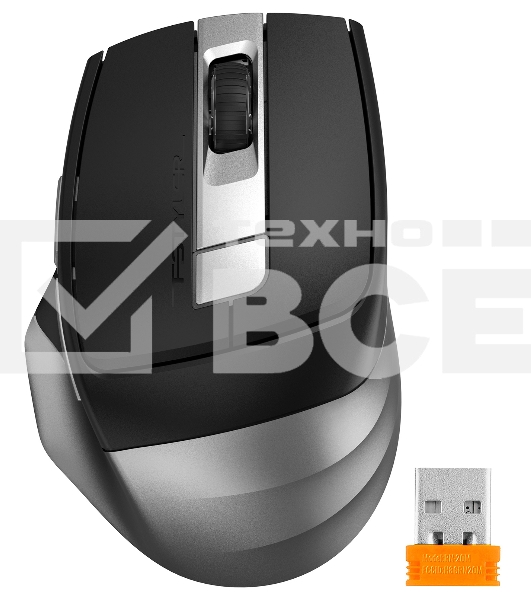 Мышь беспроводная A4Tech Fstyler FB35C серый/черный, 2000 dpi, радиоканал, Bluetooth, USB, кнопки - 6