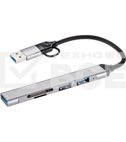 USB концентратор TypeC+adapter-->USB3.0+2USB2,0+SD+TF, VCOM