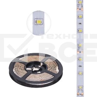 Лента LED 5 м 12 В 2835 6500 К IP23 60 LED/м для БП с клеммами LAMPER