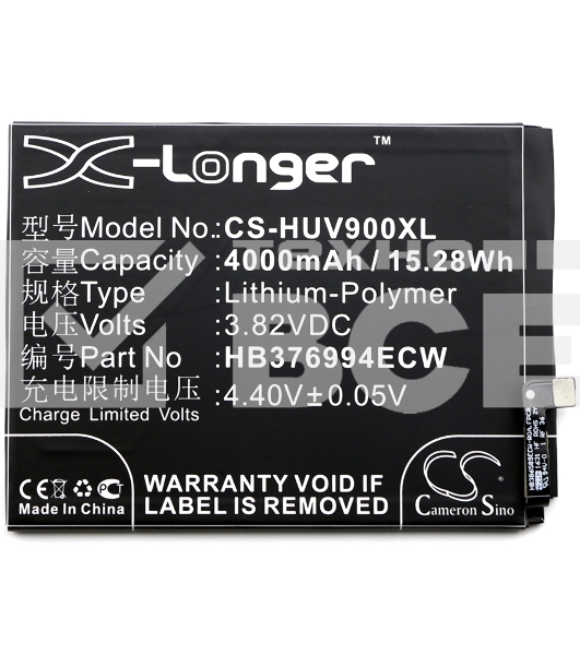 Аккумулятор CameronSino CS-HUV900XL HB376994ECW для Huawei Honor V9  3.82V / 4000mAh / 15.28Wh