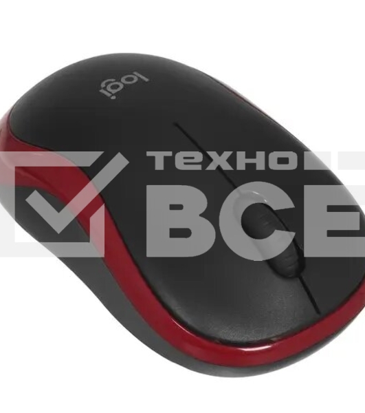 Мышь беспроводная Logitech M185, красный, 1000 dpi, радиоканал, USB, кнопки - 3
