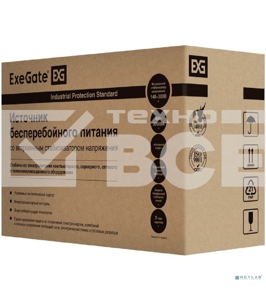 Источник бесперебойного питания ExeGate SpecialPro UNB-1200.LED.AVR.EURO.RJ <1200VA/750W, LED, AVR, 4 евророзетки, RJ45/11, Black>