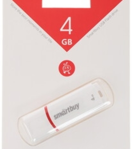 Флешка USB Smartbuy Crown white (SB4GbCRW-W), 4Gb, USB 2.0, R/W 15/5, белый/красный