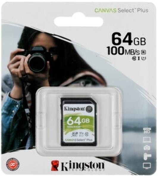 Флеш карта SDXC 64Gb Kingston SDS3/64Gb Canvas Select Plus w/o adapter