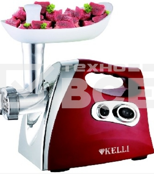 Мясорубка электрическая Kelli KL-5004 красный Мощность: 1600Вт Защита двигателя от перегрева, большой пластиковый поднос, пластиковый толкатель, прочный металлический шнек, 2 отрых ножа из высококачественной нержавеющей стали, резиновые ножки для дополнит