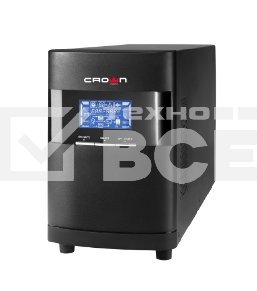 Источник бесперебойного питания CROWN On-Line CMUOA-350-1K EURO 1000VA/900W, корпус металл, TOWER, АКБ 3*12V/7AH, PF-0.9, AVR 110-300V, порт RJ-11/45+USB/RS-232, EPO, розетки 2*EURO, входной кабель 2 м, вентилятор охлаждения, автомат, слот для SNMP, порт 