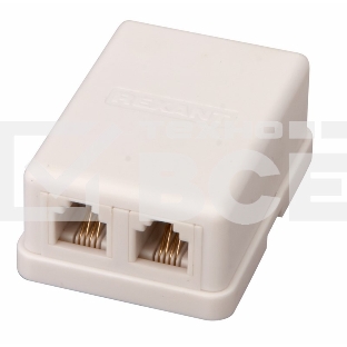 Рoзетка телефонная внешняя, 2 порта RJ-14(6P-4C), категория 3, (50 шт/уп)