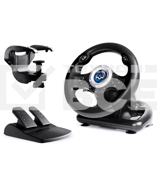 Руль SVEN GC-W500 (педали, вибро, скоба, лепестки, D-pad, 10 кл, резин. вставки, PC/Xinput)