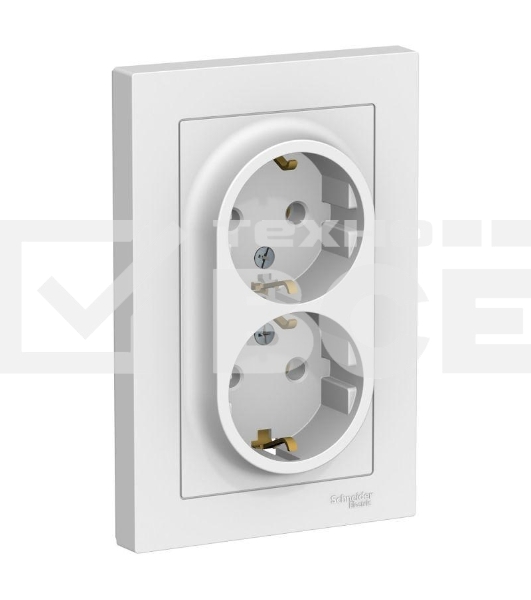 Розетка 2-м ATLAS DESIGN с заземл. 16А в сборе бел. SchE ATN000124