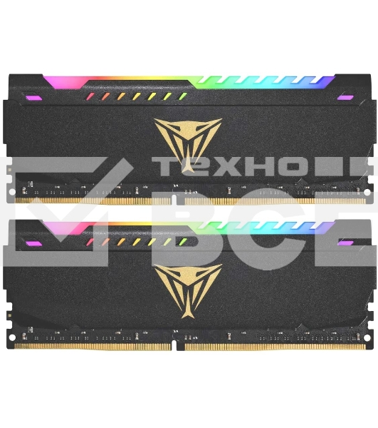 Оперативная память Patriot Viper Steel, DDR4, 16GB (2x8GB), 3200MHz, CL18, с радиатором, RGB, черный