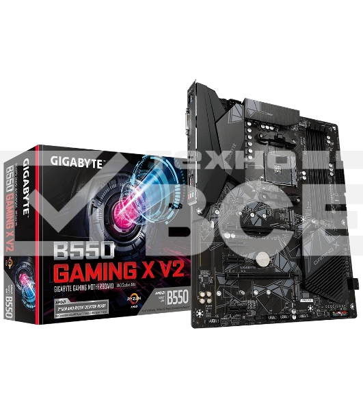 Материнская плата Gigabyte B550 GAMING X V2, AM4, AMD B550, 4xDDR4, 4xSATA, 2xM.2, 1xPCI-E 4.0 x16, 1xPCI-E 3.0 x2, 1xHDMI, 1xDVI-D, 1x 1Gb LAN, 1xUSB 3.2 Gen 2, 3xUSB 3.2 Gen 1, 2xUSB 2.0, 3x3.5 мм, 7.1, Standard-ATX