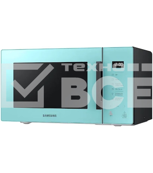 Микроволновая печь Samsung MG23T5018AN/BW голубой, 23 л, 800 Вт, переключатели - сенсор