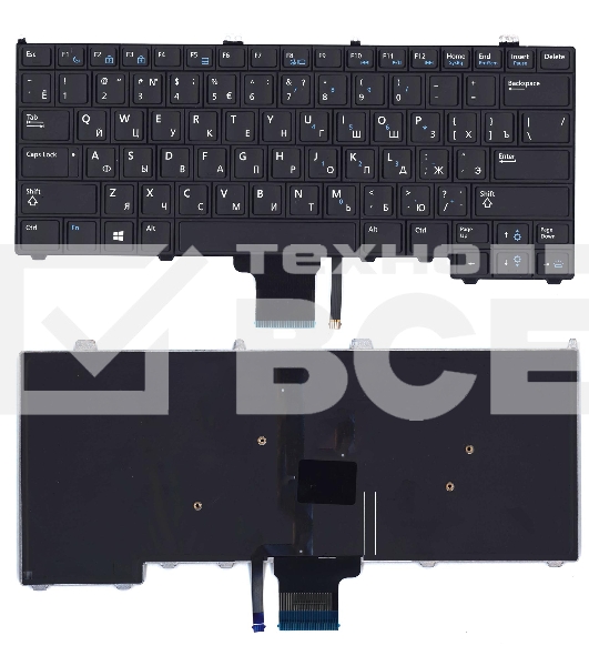Клавиатура для ноутбука Dell Latitude E7420 черная с подсветкой без указателя