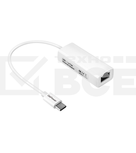 Адаптер GoPower Type-C (m)-RJ-45 (f) 100 мб/с белый (1/100)