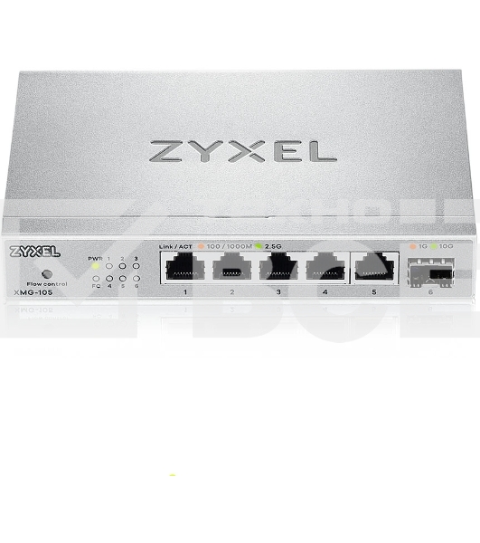 Мультигигабитный коммутатор Zyxel XMG-105, 5xRJ-45: 1/2.5G, 1xSFP+, настольный, бесшумный
