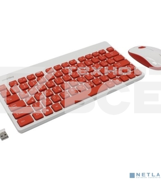Комплект клавиатура+мышь Smartbuy 220349AG беспроводной, USB, 1600 DPI, белый/красный