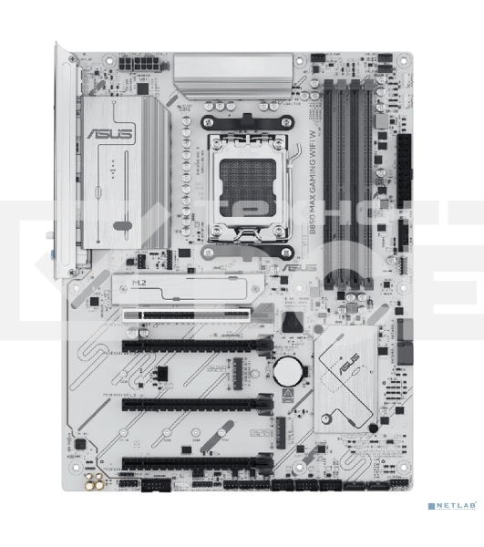 Материнская плата ASUS B850 MAX GAMING WIFI W, AM5, AMD B850, 4xDDR5, 4xSATA, 3xM.2, 1xPCIe 5.0 x16, 1xPCIe 4.0 x4, 2xPCIe 3.0 x1, 1xDisplayPort, 1xHDMI, 1x2.5Gb LAN, Wi-Fi 6E, Bluetooth 5.3, 1xUSB-C 10Gbps, 3xUSB-A 10Gbps, 2xUSB-A 5Gbps, 2xUSB-A 2.0, 3x3.5 мм, 7.1, ATX