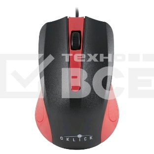 Мышь проводная Oklick 225M черный/красный, 1200 dpi, USB, кнопки - 3