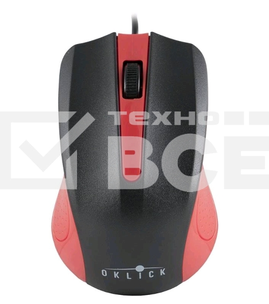Мышь проводная Oklick 225M черный/красный, 1200 dpi, USB, кнопки - 3