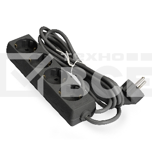 Удлинитель ExeGate ECE-4-5B (EX285816RUS), черный, 5 м, евровилка с заземлением, 4 евророзетки с заземлением, 2200 Вт