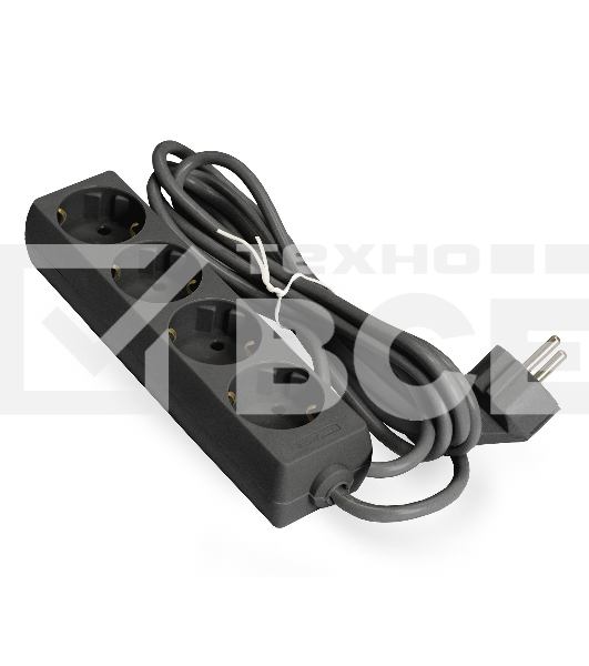 Удлинитель ExeGate ECE-4-5B (EX285816RUS), черный, 5 м, евровилка с заземлением, 4 евророзетки с заземлением, 2200 Вт