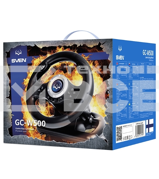 Руль SVEN GC-W500 (педали, вибро, скоба, лепестки, D-pad, 10 кл, резин. вставки, PC/Xinput)