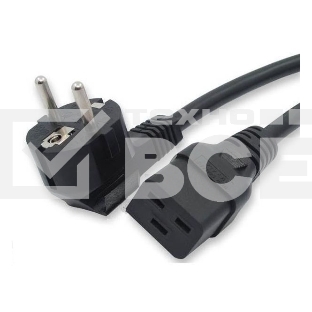 Кабель питания Hyperline PWC-IEC19-SHM-1.8-BK (Shucko+C19) (3x1.5), 1.8м