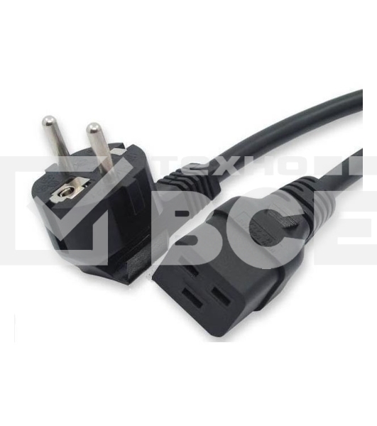 Кабель питания Hyperline PWC-IEC19-SHM-1.8-BK (Shucko+C19) (3x1.5), 1.8м