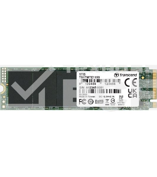Накопитель SSD Transcend 115S, 1Tb, PCIe 3.0 x4, M.2 2280, NVMe, R/W 3200/2000