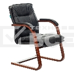 Кресло офисное Бюрократ T-9927WALNUT-AV черный, кожа, полозья дерево, фото7