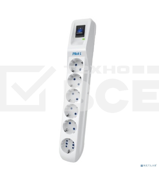 Сетевой фильтр Pilot L GP 6 розеток (5 евро + 1GP) 1.8 м/ Surge protector Pilot L GP 6 sockets (5 Euro + 1GP) 1.8 m white