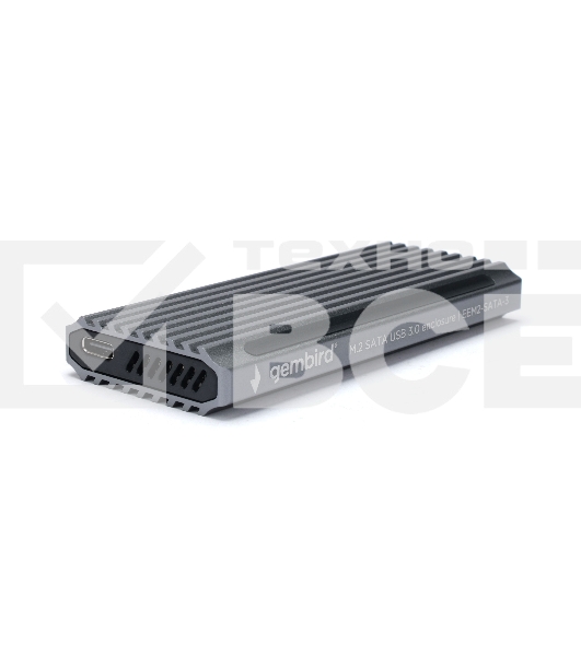 Внешний корпус Gembird EEM2-SATA-3 USB 3.1 для M2 SATA порт Type-С, RGB подсветка, металл, серебристый