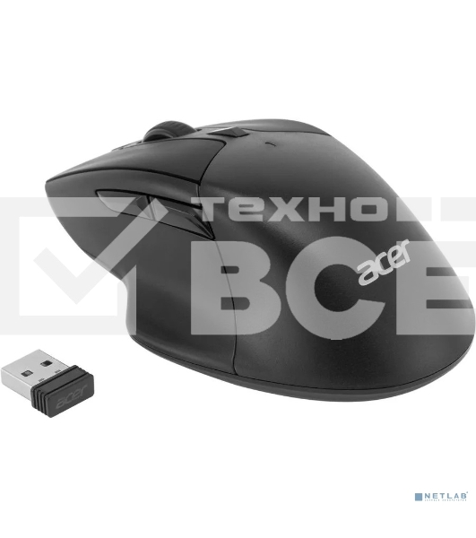 Мышь беспроводная Acer OMR150 черный, 1600 dpi, радиоканал, USB, кнопки - 6