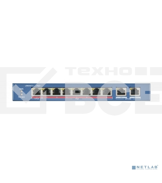 Коммутатор HIKVISION DS-3E0310HP-E, 7 портов PoE, 1 порт HiPoe