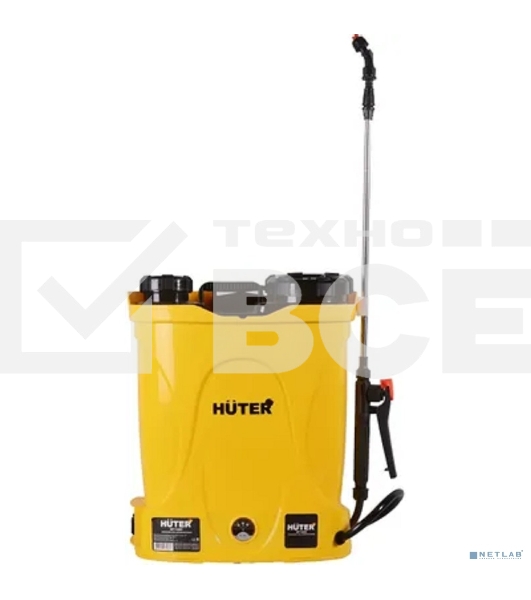 Опрыскиватель аккумуляторный Huter SP-12AC, аккумуляторный, ранцевый, 12л, желтый/черный