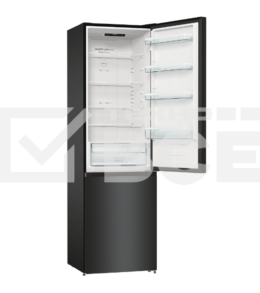 Холодильник Gorenje NRK6202EBXL4 черный матовый двухкамерный 235/96л морозилка снизу, No Frost