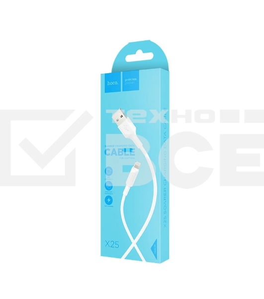 Кабель USB 2.0 hoco X25, AM/Lightning M, белый, 1м