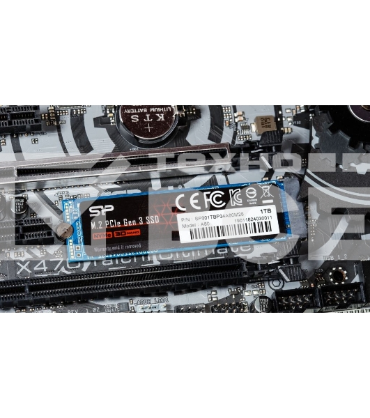 Накопитель SSD Silicon Power P34A80, 1Tb, PCIe 3.0 x4, M.2 2280, NVMe, R/W 3400/3000