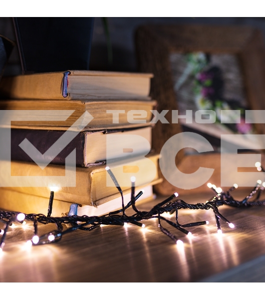 Гирлянда «Кластер LED» 3 м, темно-зеленый ПВХ IP20, 288 диодов, цвет теплый белый