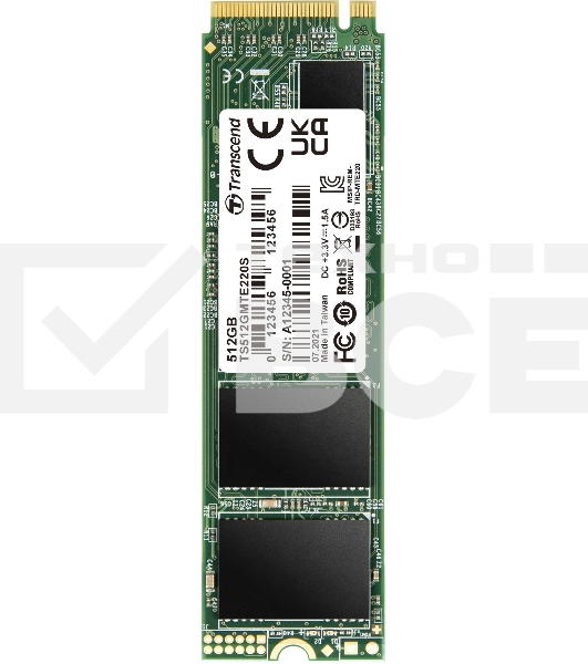 Накопитель SSD 512GB Transcend MTE220S, 3D TLC NAND, M.2, PCI-E 4x [ R/W - 2800/3500 MB/s]