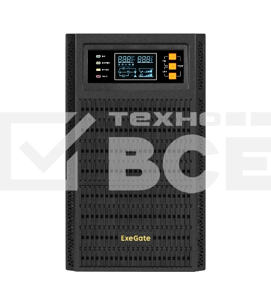 Источник бесперебойного питания On-line ExeGate PowerExpert TL-3000.72V.LCD.AVR.3SH.USB.RS232.SNMP 3000VA/3000W, On-Line, PF=1, LCD, 3*Schuko, RS232, USB, SNMP-slot, встроенные батареи 12V 7.2Ah - 6шт, возможность подключения до 4 внешних батарейных блоко
