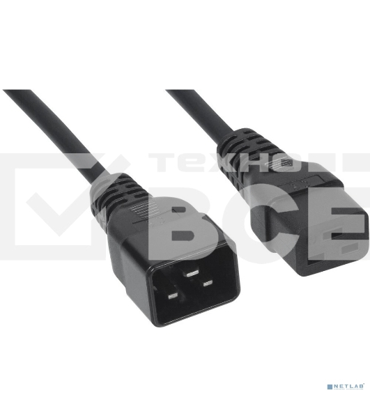 Шнур ввода/вывода Cabeus, IEC 60320 С19, вилка IEC 60320 С20, 3 м, 16А, из кабеля 3х1,5 мм², черный