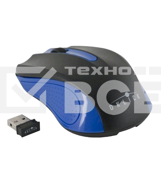 Мышь беспроводная Oklick 485MW черный/синий, 1200 dpi, радиоканал, USB, кнопки - 3