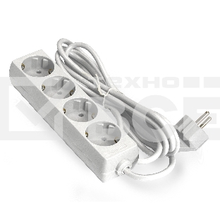 Удлинитель ExeGate ECE-4-5W (EX285818RUS), белый, 5 м, евровилка с заземлением, 4 евророзетки с заземлением, 2200 Вт