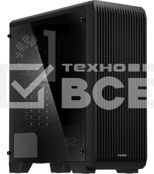 Компьютерный корпус MidiTower Zalman S2 TG TEMPERED GLASS WINDOW black (ATX, mATX, Mini-ITX, USB2.0 x2, USB3.0x1, без БП) (S2 TG)