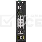 КоммутаторD-Link DIS-200G-12PS/A1A, L2 Managed Industrial Switch with 10 10/100/1000Base-T and 2 1000Base-X SFP ports (8 PoE ports 802.3af/802.3at (30 W), PoE Budget 123 W)8K Mac address, 802.3x Flow Control,, фото 1
