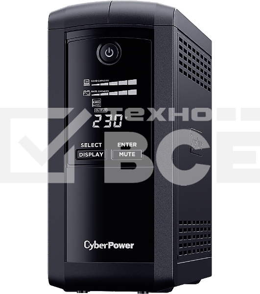 Источник бесперебойного питания UPS CyberPower VP1000ELCD Line-Interactive 1000VA/550W USB/RS-232/RJ11/45  (4 EURO)