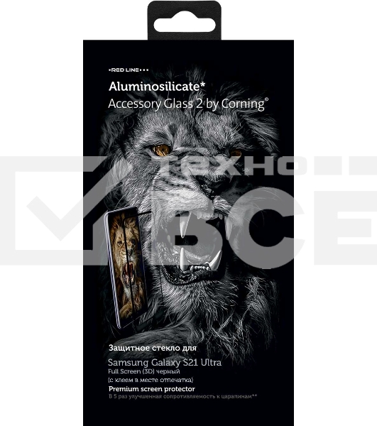 Защитное стекло для экрана Redline Corning черный для Samsung Galaxy S21 Ultra 1шт. (УТ000023710)