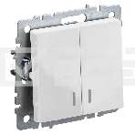 Выключатель 2-кл. СП BRITE ВС10-2-1-БрБ 10А с инд. бел. IEK BR-V20-1-10-K01, фото 1