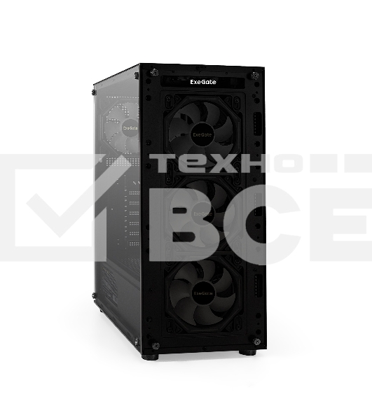 Компьютерный корпус Miditower ExeGate i3 BASE-NPX500 (ATX, БП 500NPX с вент. 12 см, с окном, 1*USB+1*USB3.0, аудио, 4 вент. 12см с RGB подсветкой)